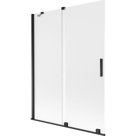 Mexen Velar 2-flügelige, verschiebbare Badewannenabtrennung 130 x 150 cm, mattiert, schwarz - 896-130-000-31-70 (1/2)