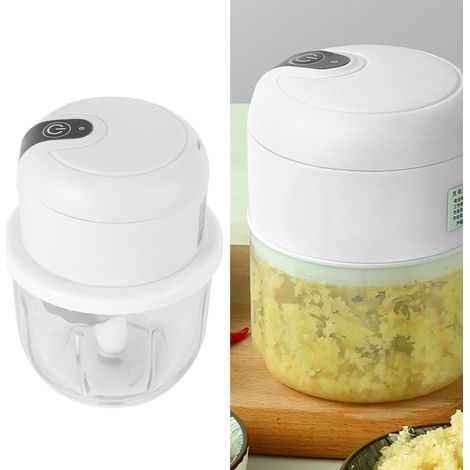 [Picadora de carne eléctrica] [Picadora de carne recargable] Picadora de ajo y carne de 350 ml USB [ABS + vidrio blanco] (1/5)
