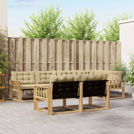 vidaXL Outdoor-Sofagarnitur 7 Stk. Weiß und Beige (1/5)