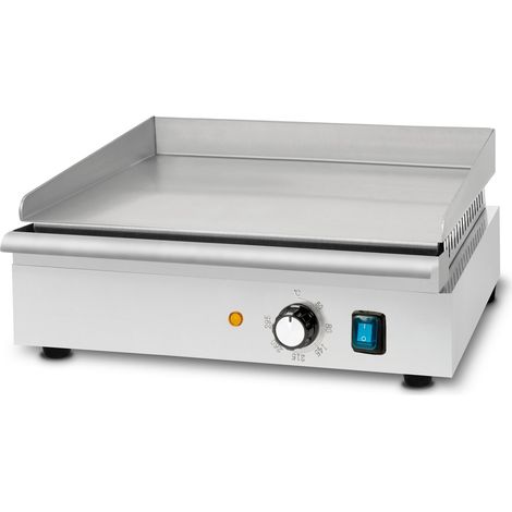 VERTES Grillplatte Bratplatte Plancha Grill Elektrisch 1700W aus Edelstahl Grillfläche Glatt 40x26cm, Thermostat, Temperatur 50-300°C, Spritz & Wärmeschutz, Auffangbehälter, Gummifüße (1/5)
