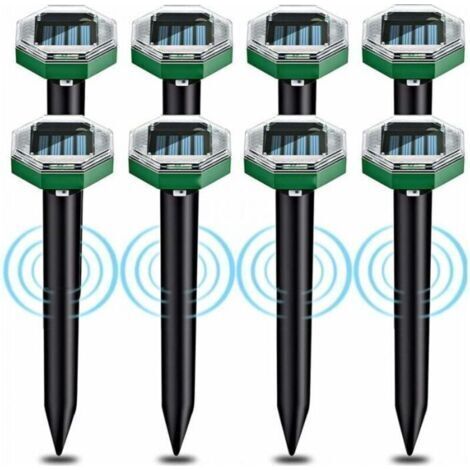 8-teiliges Solar-Ultraschall-Maulwurfsabwehr-Set, IP65 wasserdicht, geeignet für den Einsatz in Gärten, auf Terrassen und Rasenflächen zur Maulwurfsabwehr