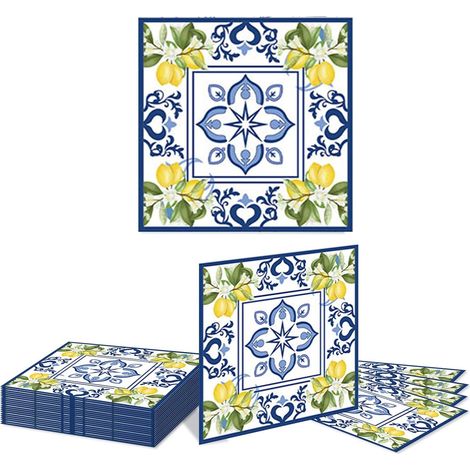 20 Stück zitronengelbe Papierservietten für Tischsets, Aquarell-Zitronenpapier (1/5)