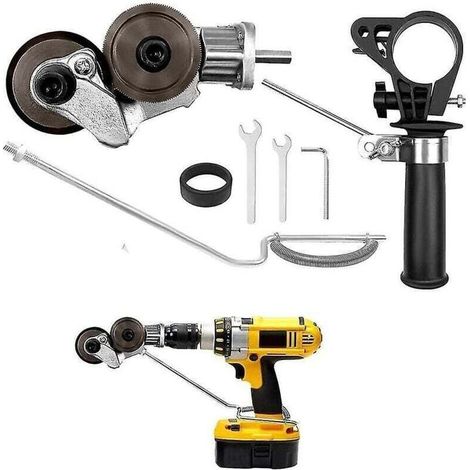 Accessoire de coupe-tôle pour perceuse électrique – Embout double tête en acier trempé, compatible tous modèles (1/3)