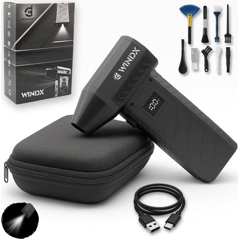 Mini souffleur d'air Premium Batterie, Ultra Puissant air Duster, étui Transport Rigide, 10 000mah, USB-c, dépoussiérant pc, Voiture, Meubles, établi, detailling, Cadeau (1/5)