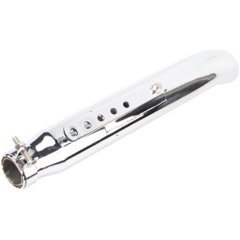 Tubo di scarico universale per moto, stile retrò, finitura galvanizzata, con silenziatore dotato di raccordi riduttori da 35/39/43 mm. (1/5)