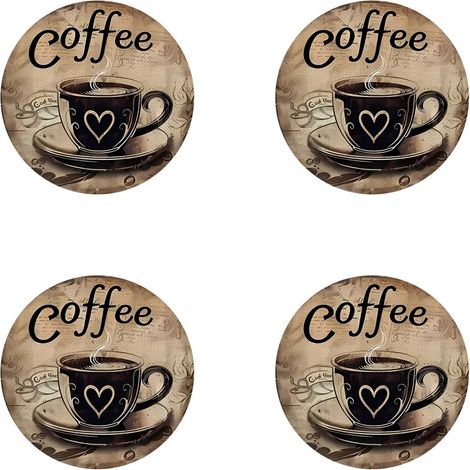 Lot de 4 sous-verres antidérapants et résistants à la chaleur, en polyester, pour tasses à café, couleurs assorties, 10 cm (1/5)
