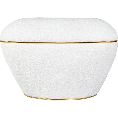 Pouf di design Contessa bianco e oro in cotone (1/3)