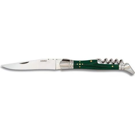 Cuchillo plegable Laguiole laguiole Mikarta verde 10 cm sacacorchos
