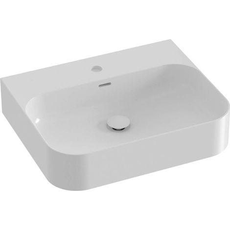 Ravak Ceramic - Lavabo 55x45 cm, con rebosadero, orificio para grifería, blanco XJX01155000 (1/5)