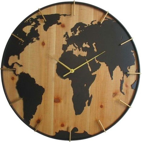 Horloge murale mappemonde