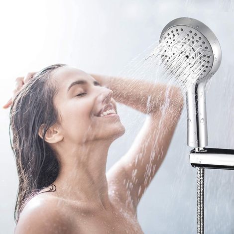 Douchette haute pression à 5 modes - ABS électroplaqué, pommeau de douche avec flexible (support non inclus) (1/5)