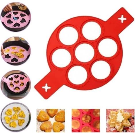 Moule à crêpes - yd - Silicone - Réutilisable - Antiadhésif - 7 cercles individuels (1/4)