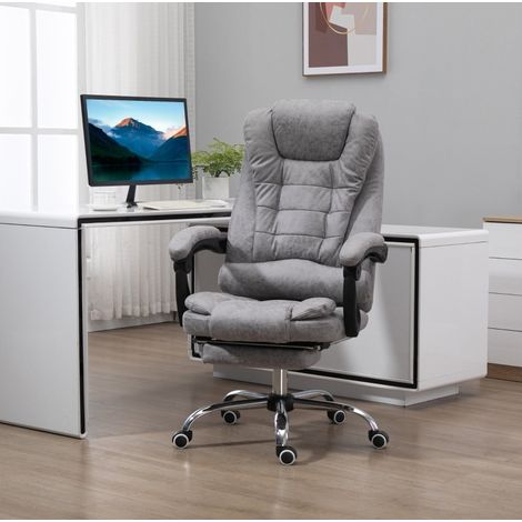 Poltrona ufficio massaggiante reclinabile microfibra grigia OKMYHOME (1/4)