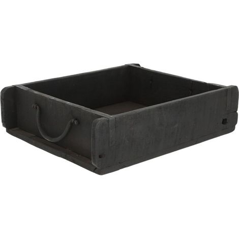 Novaliv boite en bois vintage noire 30 x 25 x 8 cm forme brique ancienne grande boite tout usage en bois ancien recyclé chaque forme est unique 