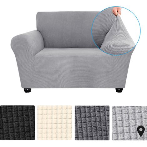 Decdeal Stretch-Sofabezug, rutschfest, weich, waschbar, für Wohnzimmer, Kinder, Haustiere, 1-Sitzer, Grau (1/5)