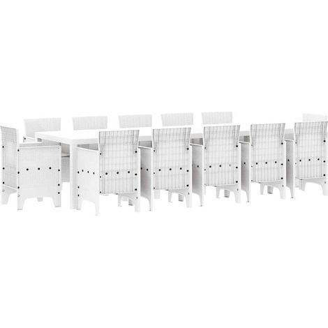 Maison Exclusive - Garten Essgruppe 13 pcs Weiß und Hellgrau Poly