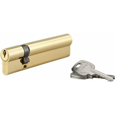 Cylindre de serrure 30 x 90 mm – 3 clés en laiton nickelé – Mécanisme à 5 goupilles – Panneton anti-arrachement pour sécurité renforcée (1/4)