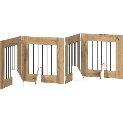 Foldable Dog Gate with Stands 4 pcs Artisan Oak 241 cm vidaXL