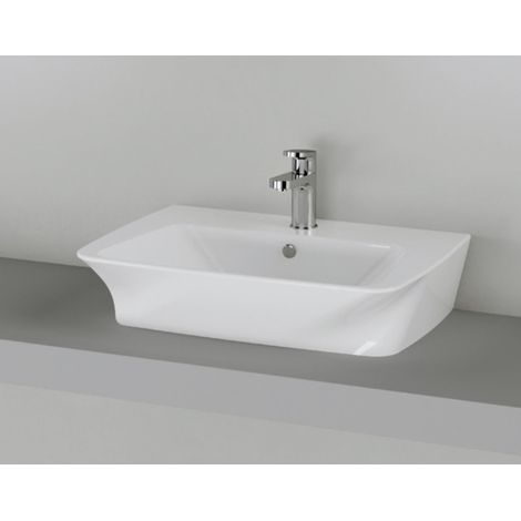 Lavabo Hera appoggio 63x43 monoforo in ceramica bianco lucido di (1/2)