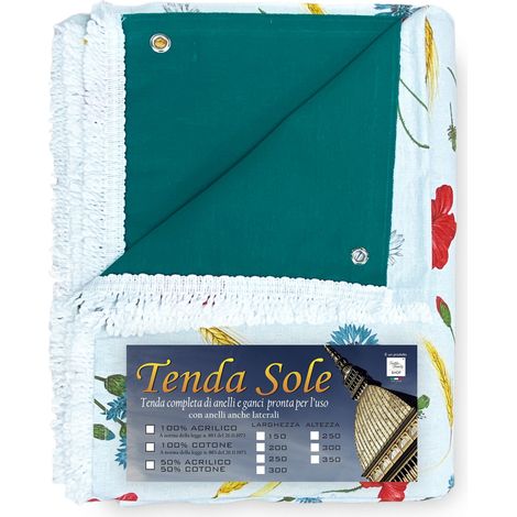TENDA SOLE da esterno GIARDINO stampata PAPAVERI confezionata Cm. 300x350 (1/5)