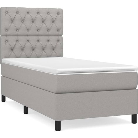 Maison Exclusive - Cama box spring con colchón tela gris claro 80