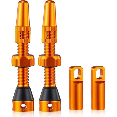 Valves tubeless universelles en aluminium léger pour vélo, outil de réparation de pneus pour un entretien facile, couleur orange, 44 mm (1/5)