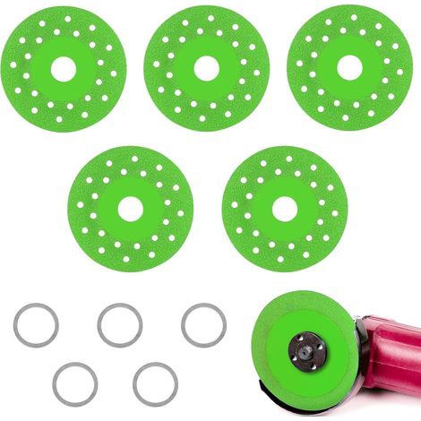 Lot de 5 disques de meulage de dalles de roche, disques de coupe ultra fins pour meuleuse d'angle, granit, marbre, verre, céramique (1/4)
