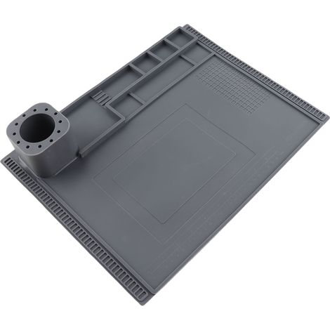 Tapis de travail en silicone résistant à haute température isolation thermique pour réparation électronique 40x30cm gris (1/5)