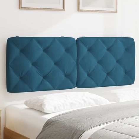 Coussin de tête de lit bleu 140cm velours (1/5)