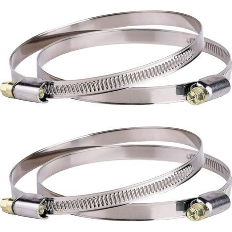 Colliers de serrage Inox - lot de 4 colliers de serrage avec entraînement par vis sans fin, plage de serrage 91-114 mm, largeur de 9 mm pour conduits et gaines de ventilation, VMC et Hotte de 100mm (1/3)