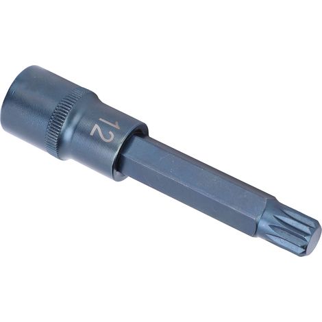 Embout de douille en acier allié S2, entraînement 1/2", bleui, 12 pans, accessoires pour tournevis et clés (1/5)