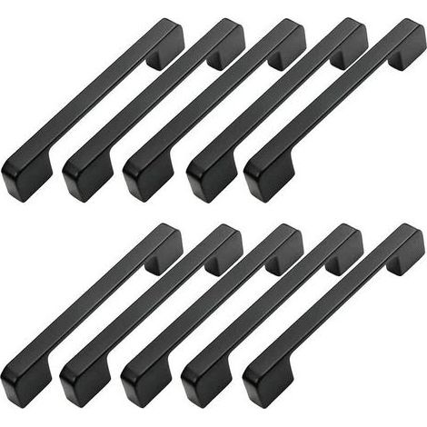 10pcs Poignée Meuble Entraxe 96mm-Poignée Porte Cuisine Noire Poignee Barre Meuble Poignee De Cuisine Noire 96mm- (1/5)