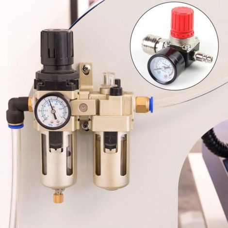 Réducteur de pression 1/4", 3 trous, régulateur de pression, valve de commutation avec manomètre, valve de régulation de pression 17 (1/5)
