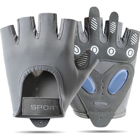 (Gris, Taille L) Gants de sport respirants, unisexes, adaptés au cyclisme et à l'entraînement de musculation en salle de sport.