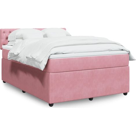 Boxspringbett mit Matratze Rosa 140x200 cm Samt vidaXL (1/5)