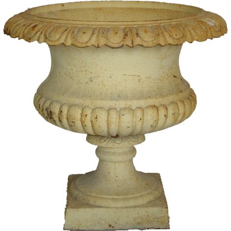 Vase Médicis en fonte blanc patiné 26cm – Design classique pour espaces extérieurs – Finition délicate et élégante – La Grande Prairie (1/3)
