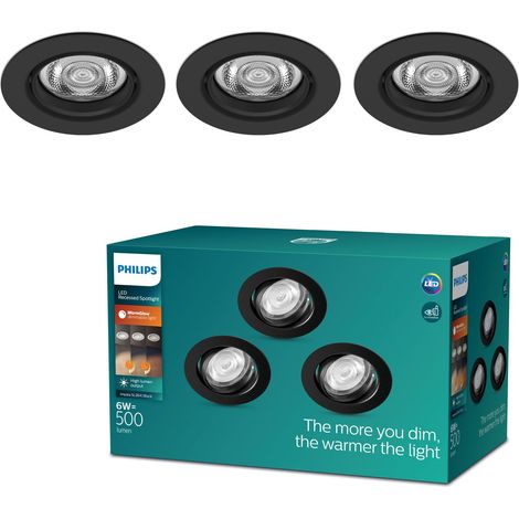 Philips Impala Set de 3 Focos Empotrables (Negro) Luz blanca cálida - LED (1/5)