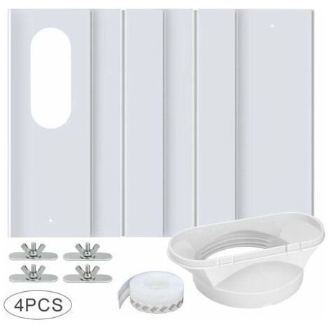 Ensemble de 4 plaques réglables pour kit de fenêtre, utilisées pour le montage de climatiseurs avec tuyau d'échappement de 13 cm de diamètre.-INHHUB (1/5)