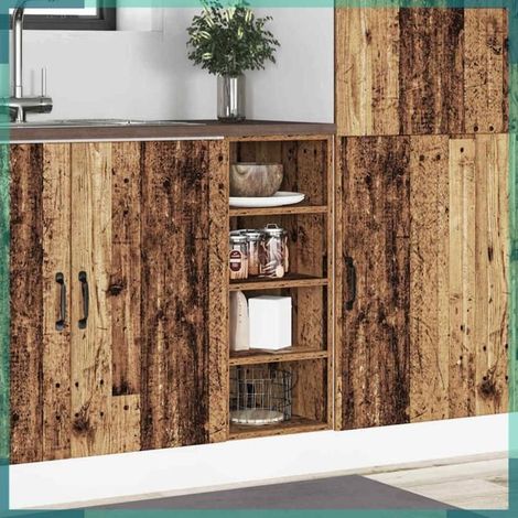 854200 Meuble bas 'Riga' Bois ancien 30x44,5x81,5cm Bois d'ingénierie (1/5)