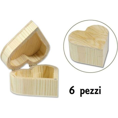 Set 6 Boîtes En Bois Découpage Porte-monnaie Boîte En Forme De Coeur
