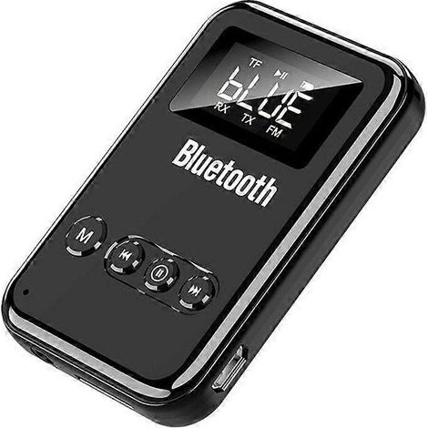 Récepteur audio 2-en-1 5.0 avec haut-parleur, écran LCD et adaptateur audio pour autoradio. (1/4)