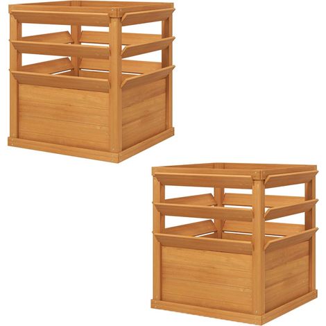 2er-Set hochbeet Pflanzkasten mit Rankgitter offene Boden, Spalier Pflanzkübel Blumenkasten Holz, Gartenspalier 65x65x60cm für Garten Balkon, Blumenkübel für Kletterpflanzen Korbpflanzen, Blumen