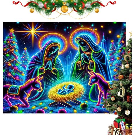 Décoration de fond de scène de crèche - Vacances d'hiver phosphorescentes (1/5)