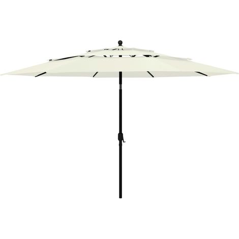 Sonnenschirm mit Aluminium-Mast 3-lagig Sandfarbe 3,5 m