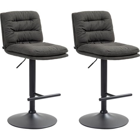 Set di 2 sgabelli da bar in tessuto Damar grigio scuro nero
