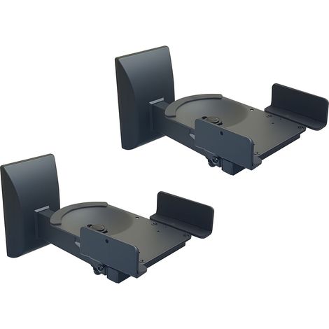 Relaxdays Speaker Wall Mount, pair, swivelling & tiltable, speaker holders, home cinema, steel, black