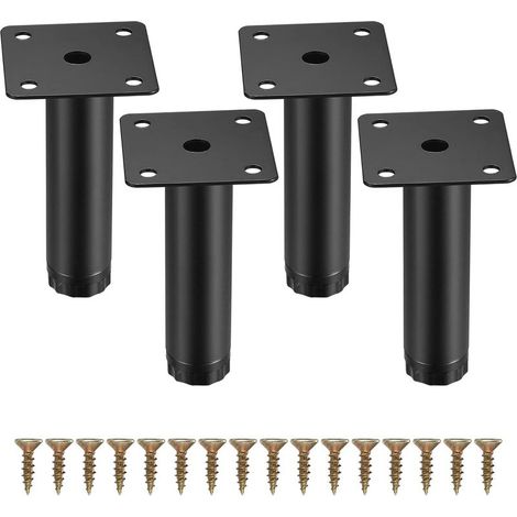 4 Pièces Pieds de Meuble, 10 cm Pieds de Meubles Réglables, Pieds de Support en Fixation en Métal pour Meubles/Bureau/Cuisine/Canapé (1/5)