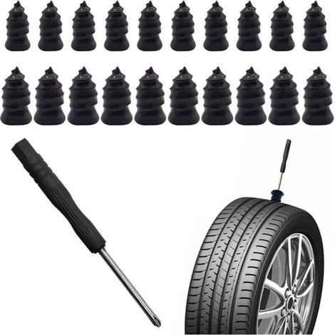 Kit de reparación de pinchazos para neumáticos sin cámara de 21 piezas para automóviles con tapón de expansión y destornillador, kit de reparación de pinchazos para automóviles, motocicletas, camiones