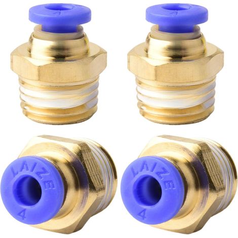 Raccordi rapidi pneumatici a pressione dritti con filettatura maschio PT da 4 mm e 1/4″