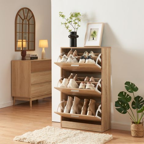 Zapatero Sykkylven con 3 puertas 103x60x24 cm - Roble Sonoma (1/5)